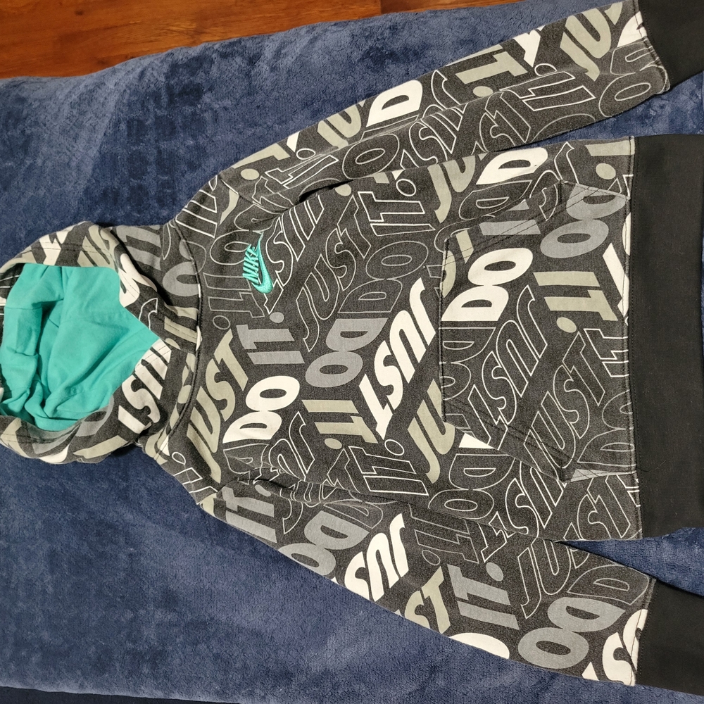 Nike Kids Gray and Teal Hoodie